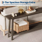 71 Wood Entryway Table with Storage, Farmhouse 2-Tier Narrow Console Table, for Living Room, Hallway, Entrance, Behind The Couch, Easy Assembly