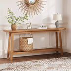71 Wood Entryway Table with Storage, Farmhouse 2-Tier Narrow Console Table, for Living Room, Hallway, Entrance, Behind The Couch, Easy Assembly