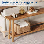 71 Wood Entryway Table with Storage, Farmhouse 2-Tier Narrow Console Table, for Living Room, Hallway, Entrance, Behind The Couch, Easy Assembly