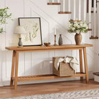 71 Wood Entryway Table with Storage, Farmhouse 2-Tier Narrow Console Table, for Living Room, Hallway, Entrance, Behind The Couch, Easy Assembly