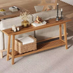 71 Wood Entryway Table with Storage, Farmhouse 2-Tier Narrow Console Table, for Living Room, Hallway, Entrance, Behind The Couch, Easy Assembly