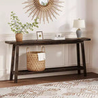 71 Wood Entryway Table with Storage, Farmhouse 2-Tier Narrow Console Table, for Living Room, Hallway, Entrance, Behind The Couch, Easy Assembly