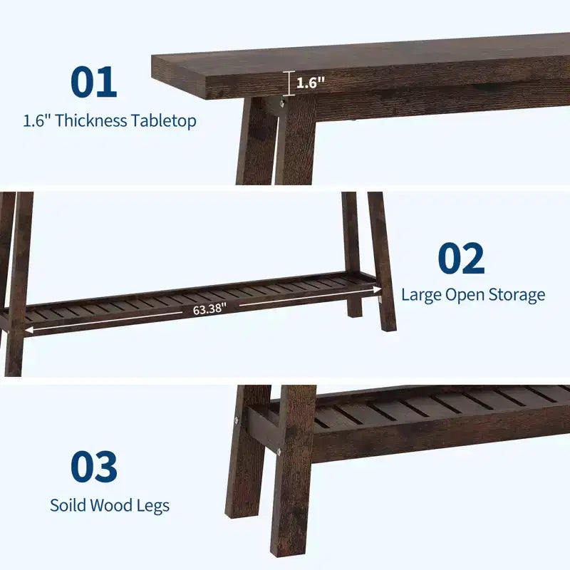 71 Wood Entryway Table with Storage, Farmhouse 2-Tier Narrow Console Table, for Living Room, Hallway, Entrance, Behind The Couch, Easy Assembly
