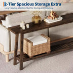 71 Wood Entryway Table with Storage, Farmhouse 2-Tier Narrow Console Table, for Living Room, Hallway, Entrance, Behind The Couch, Easy Assembly