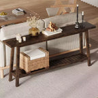 71 Wood Entryway Table with Storage, Farmhouse 2-Tier Narrow Console Table, for Living Room, Hallway, Entrance, Behind The Couch, Easy Assembly