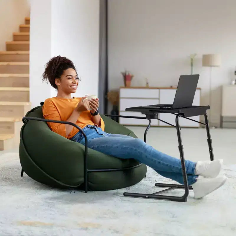 TV Tray Table, Portable Desk Folding Dinner Tray, Couch Table Trays for Eating Snack Food, Portable Laptop Desk, Adjustable 6 Heights 3 Tilt Angle