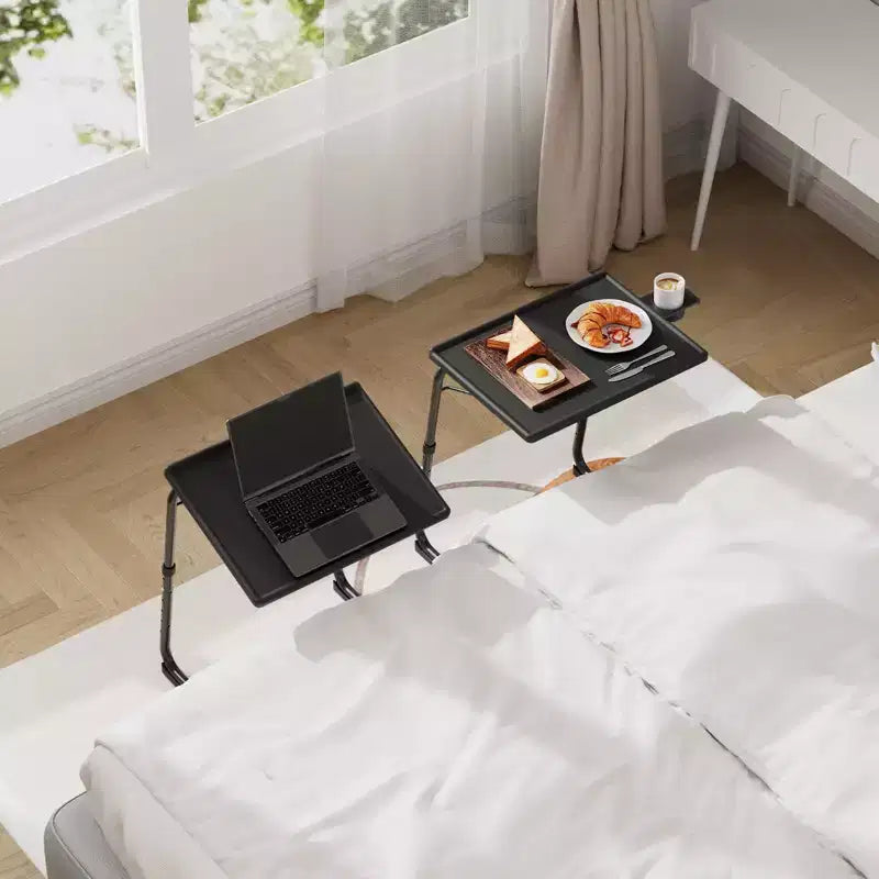 TV Tray Table, Portable Desk Folding Dinner Tray, Couch Table Trays for Eating Snack Food, Portable Laptop Desk, Adjustable 6 Heights 3 Tilt Angle