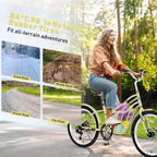 NAYSAYE Bicicletta da pendolare da 24 pollici per adulti, bici ibrida da città a 6 velocità con doppio freno a V, sella regolabile, telaio in acciaio per pendolarismo e tempo libero, uomo donna