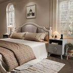 Modern Fluted Night Stand , Wood Nightstand Bedside Table End Table , Drawers and Storage Shelf for Living Room Bedroom