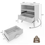 Modern Fluted Night Stand , Wood Nightstand Bedside Table End Table , Drawers and Storage Shelf for Living Room Bedroom