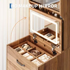 3 in 1 Vanity Desk with Flip up Mirror and Lights, Compact Makeup Vanity Set with Hidden Storage Stool, Small Dressing Table for Bedroom, Black
