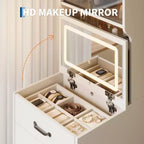 3 in 1 Vanity Desk with Flip up Mirror and Lights, Compact Makeup Vanity Set with Hidden Storage Stool, Small Dressing Table for Bedroom, Black