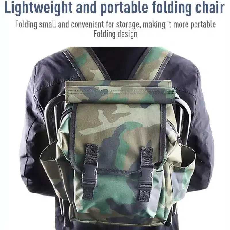 Portable Foldable Backpack Chair for Mountaineering & Fishing, 100kg Max Load Oxford Fabric Stool for Camping, Hiking & Travel