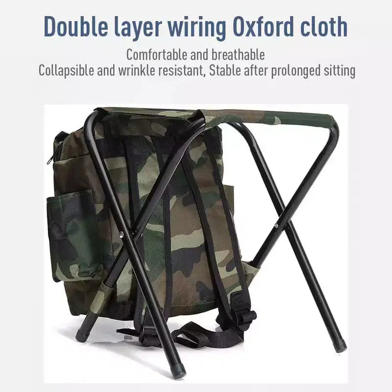 Portable Foldable Backpack Chair for Mountaineering & Fishing, 100kg Max Load Oxford Fabric Stool for Camping, Hiking & Travel