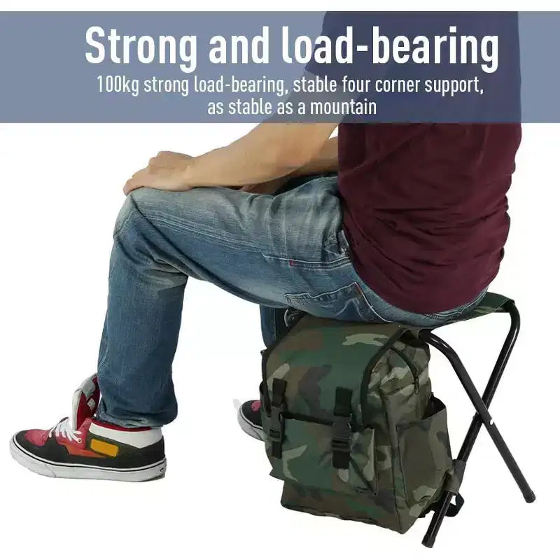 Portable Foldable Backpack Chair for Mountaineering & Fishing, 100kg Max Load Oxford Fabric Stool for Camping, Hiking & Travel
