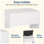 COZONY Vanity Desk with Mirror & Lights, Makeup Table w/ Charging Station, 4 Drawers & Stool