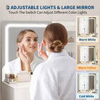 COZONY Vanity Desk with Mirror & Lights, Makeup Table w/ Charging Station, 4 Drawers & Stool