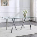 71-Inch Tempered Glass Dining Table with Sturdy Metal Legs, Impact and Heat Resistant for Family Dining