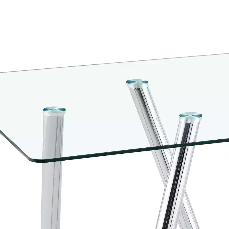 71-Inch Tempered Glass Dining Table with Sturdy Metal Legs, Impact and Heat Resistant for Family Dining
