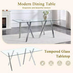 71-Inch Tempered Glass Dining Table with Sturdy Metal Legs, Impact and Heat Resistant for Family Dining