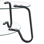Retro Minimalist Metal Frame Coffee Table with Double Tempered Glass Layers, Size 31.5x31.5x17.7 Inches