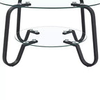 Retro Minimalist Metal Frame Coffee Table with Double Tempered Glass Layers, Size 31.5x31.5x17.7 Inches
