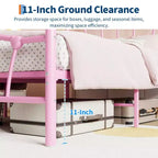Chic Heart-Shaped Metal Platform Bed Frame - Sturdy Platform with Slat Support, Underbed Storage, No Box Spring Needed - Twin Size, White