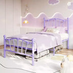 Chic Heart-Shaped Metal Platform Bed Frame - Sturdy Platform with Slat Support, Underbed Storage, No Box Spring Needed - Twin Size, White