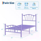Chic Heart-Shaped Metal Platform Bed Frame - Sturdy Platform with Slat Support, Underbed Storage, No Box Spring Needed - Twin Size, White