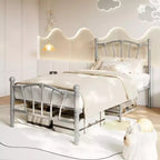 Chic Heart-Shaped Metal Platform Bed Frame - Sturdy Platform with Slat Support, Underbed Storage, No Box Spring Needed - Twin Size, White