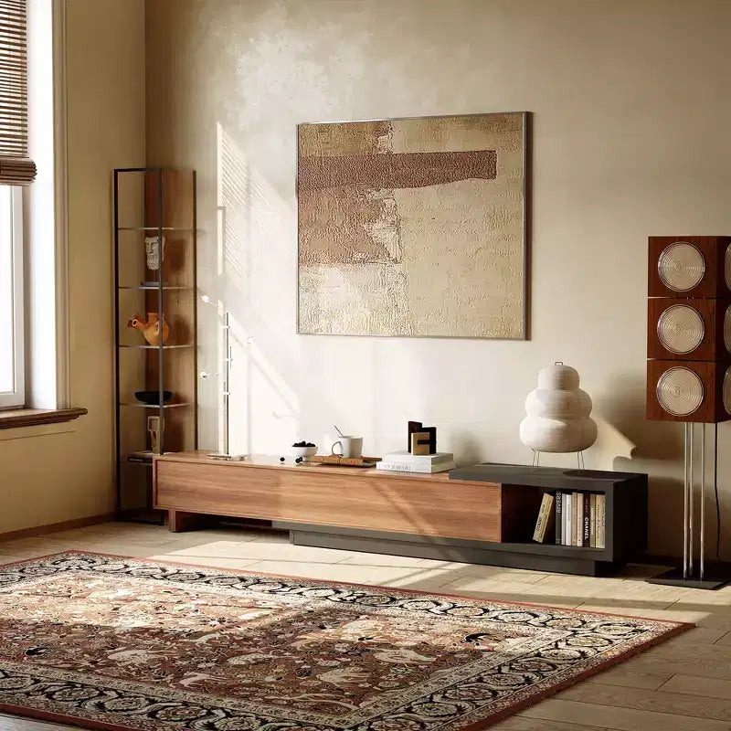 Mobile TV allungabile Luck Live 78.74102.3 con 3 cassetti, design frontale texturizzato e console multimediale moderna per il soggiorno