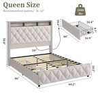 Soft Upholstered Platform Bed Frame with 4 Storage Drawers - Tall Headboard - Noise-Free - Easy Assembly - No Box Early Season Needed