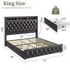 Soft Upholstered Platform Bed Frame with 4 Storage Drawers - Tall Headboard - Noise-Free - Easy Assembly - No Box Early Season Needed