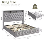 Soft Upholstered Platform Bed Frame with 4 Storage Drawers - Tall Headboard - Noise-Free - Easy Assembly - No Box Early Season Needed
