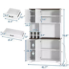 71 Inch Tall White Kitchen Pantry Cabinet, Modern Farmhouse Kitchen Hutch Storage Cabinet, Freestanding Coffee Bar Station with Storage