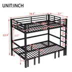 GDFStudio Arpita Modern Metal Bunk Bed with Safety Rails and Three Independent Pull-Out Sections