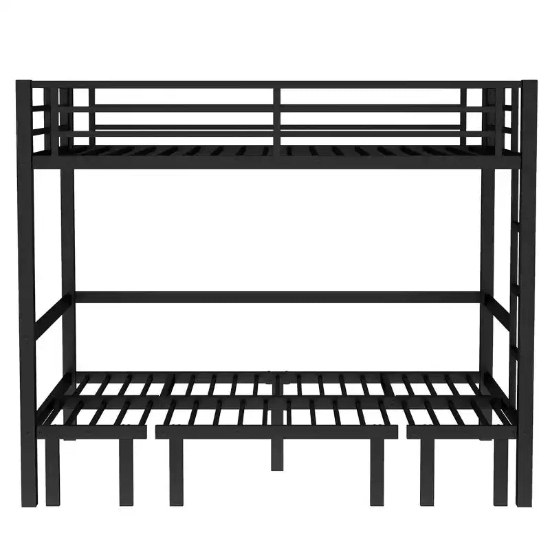 GDFStudio Arpita Modern Metal Bunk Bed with Safety Rails and Three Independent Pull-Out Sections