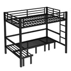 GDFStudio Arpita Modern Metal Bunk Bed with Safety Rails and Three Independent Pull-Out Sections
