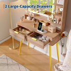 31.5 LED Makeup Vanity Desk with Mirror and 2 Drawers for Bedroom Storage and Organization