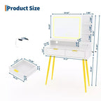 31.5 LED Makeup Vanity Desk with Mirror and 2 Drawers for Bedroom Storage and Organization