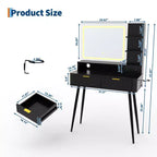 31.5 LED Makeup Vanity Desk with Mirror and 2 Drawers for Bedroom Storage and Organization