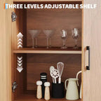 71 Tall Arched Storage Cabinet with Open Shelves & Doors, 5-Tier Modern Bookcase for Dining Room, Kitchen, or Living Room - Brown