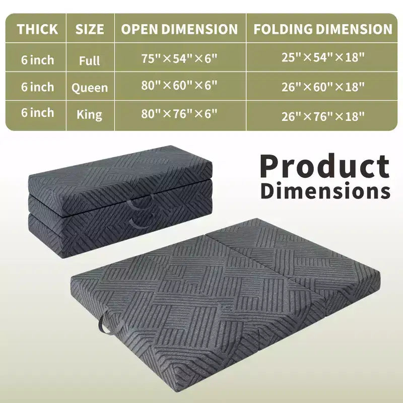 Materasso Dyonery Tri-Fold in Memory Foam Certificato CertiPUR-US, Multiuso e Lavabile in Lavatrice
