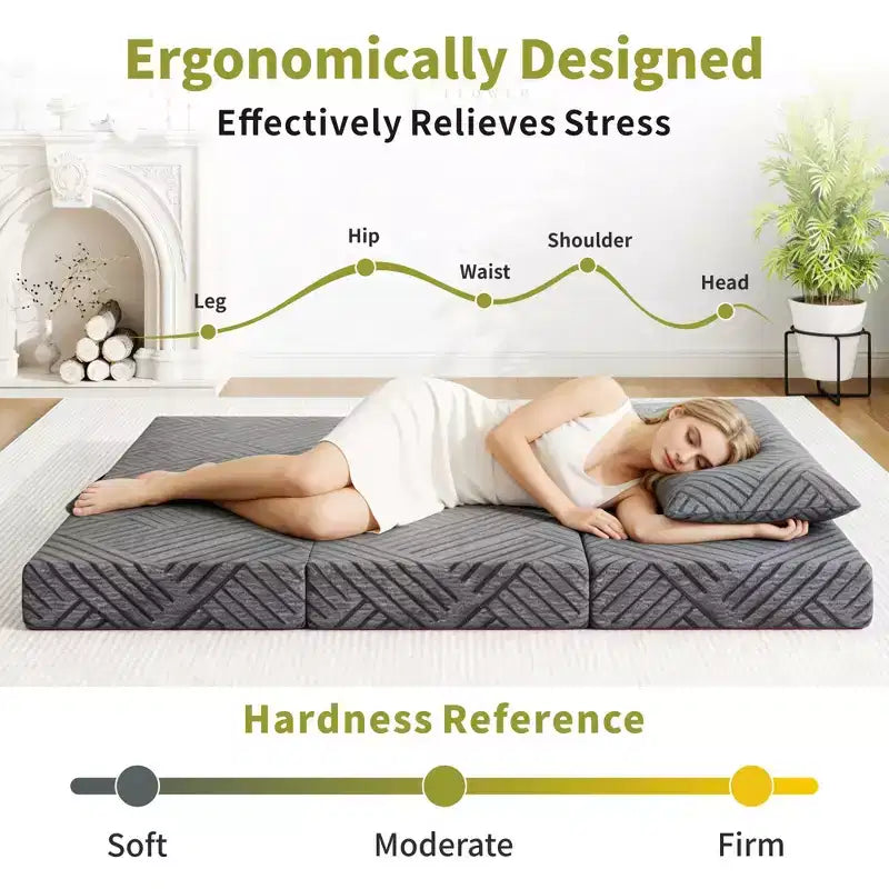 Materasso Dyonery Tri-Fold in Memory Foam Certificato CertiPUR-US, Multiuso e Lavabile in Lavatrice