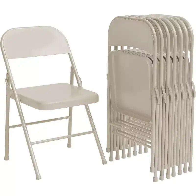 8-piece set of all-steel folding chairs with backrests, heavy-duty metal foldable dining chair set, 350 lbs capacity, suitable for indoor and outdoor