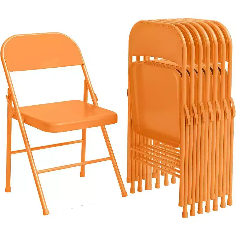 8-piece set of all-steel folding chairs with backrests, heavy-duty metal foldable dining chair set, 350 lbs capacity, suitable for indoor and outdoor