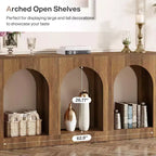 Lantine 70.9-Inch Console Table with Storage, Wood Entryway Table with Arched Shelves for Foyer, Hallway, Living Room, Narrow Long, Brown