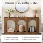 Lantine 70.9-Inch Console Table with Storage, Wood Entryway Table with Arched Shelves for Foyer, Hallway, Living Room, Narrow Long, Brown