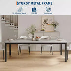78.7in Industrial Dining Table for 8, Wooden Long Dinner Table with Mortise Tenon Design, Kitchen Table with Sturdy Metal Legs, for Dining Room Office