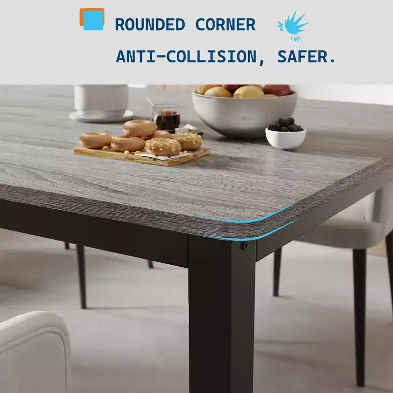 78.7in Industrial Dining Table for 8, Wooden Long Dinner Table with Mortise Tenon Design, Kitchen Table with Sturdy Metal Legs, for Dining Room Office